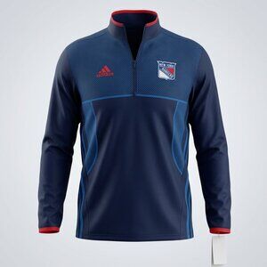 Adidas NHL New York Rangers Pullover Top Mens Large 1/4 Zip Climalite